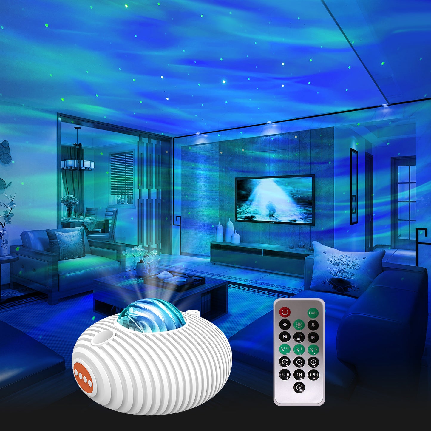 Intelligent Flying Saucer Star Projector with Bluetooth Audio